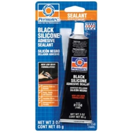 Permatex No 16 Black Silicone Adhesive Sealant, 3 oz Tube Carded PTX81158